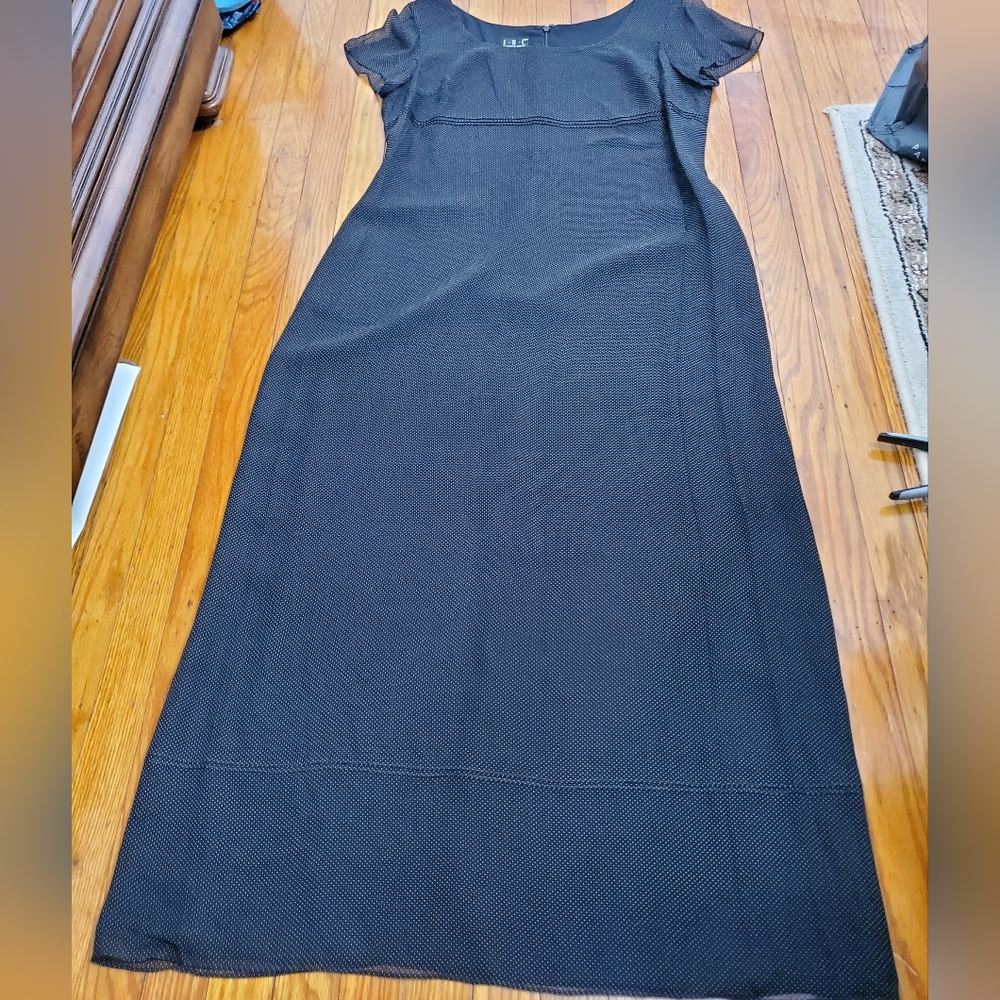 I.N.C.100%SILK Classic Polka Dot Black Women's Sheath Dress Womens Sz 10
